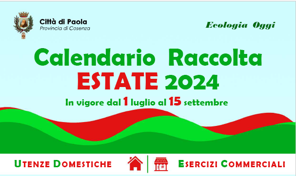 Calendario raccolta differenziata Estate 2024